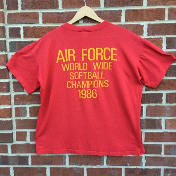 VTG Military Tee XL Air Force 86 World Softball Champions USAFE SIngle Stitch - Picture 2 of 10